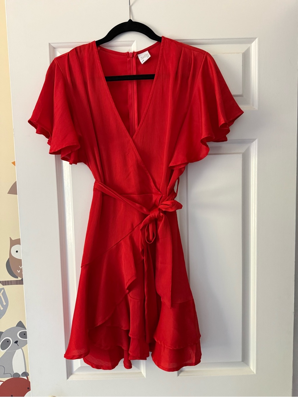 Selfie Leslie Red Back Zipper Wrap Dress, Size M